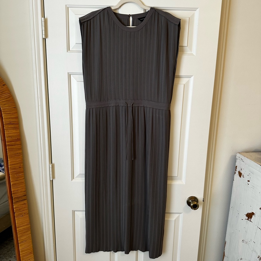 Club Monaco Woven Pleated Maxi Dress, Fossil Green